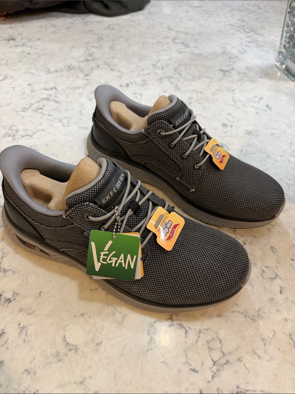Skechers Men's Charcoal Gray Mesh Athletic Sneakers